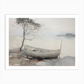 Lake Fishermans Boat Scenery Art Print