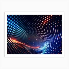 Abstract Wave Of Glowing Particles, Technology Background Art Print