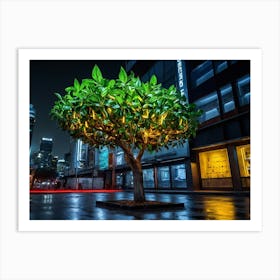 Tree In The Rain Art Print