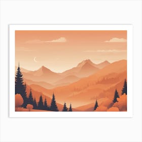 Misty mountains horizontal background in orange tone 65 Art Print