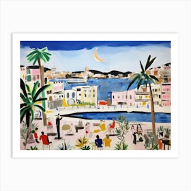 Naples Italy Cute Watercolour Illustration 2 Art Print