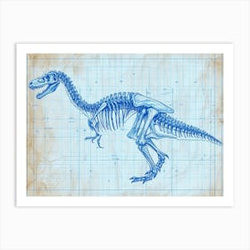 Edmontosaurus Skeleton Hand Drawn Blueprint 1 Art Print