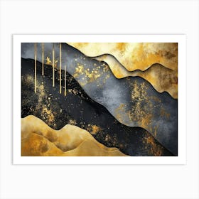 Abstract Gold And Black Painting 1 Art Print