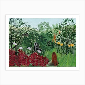 Tropical Forest With Monkeys, Henri Rousseau Art Print