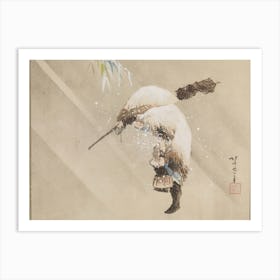 Fisherman Carrying His Net In The Snow, Katsushika Hokusai Art Print