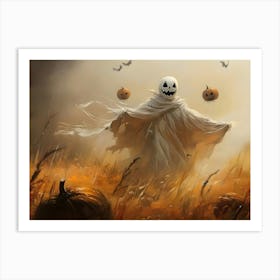 Halloween Ghost In The Field Art Print