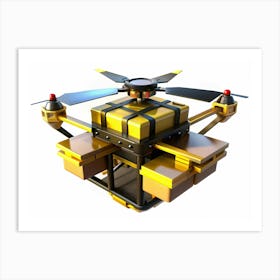 Golden Drone Carrying Packages Art Print