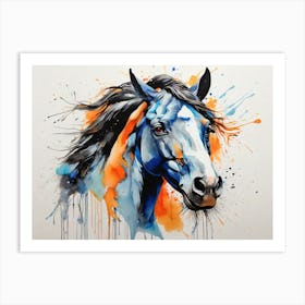 Blue Horse Painting 1 Art Print