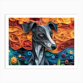 Greyhoun Paper Quilling Dog Portrait Art Print