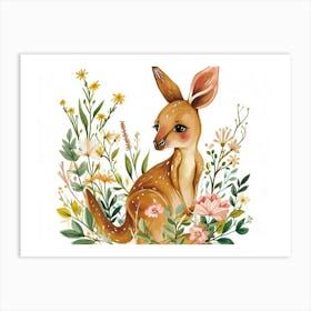 Little Floral Kangaroo 1 Art Print