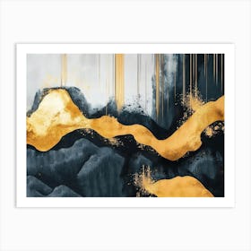 Gold And Black Abstract Painting 4 Art Print