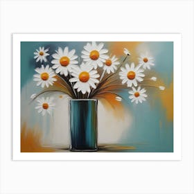 Daisies In Vase Abstract Art Print