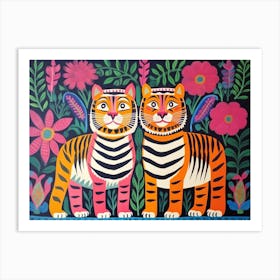 Sumatran Tiger 2 Folk Style Animal Illustration Art Print