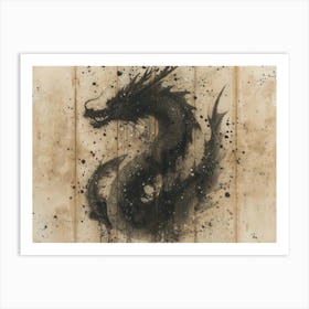 Calligraphic Wonders: Black Dragon Art Print