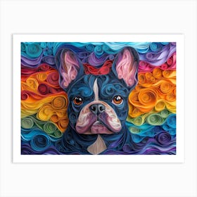 French Bulldog Paper Quilling Dog Portrait III Art Print