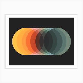 Graduated Colourful Circles On Dark Grey Art Print