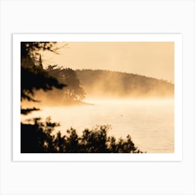 Loon in the morning mist on a lake in Minnesotas Northwoods – Gunflint Lake Sunrise Morning Boundary Waters Canoe Area Minnesota Bwca Art Print