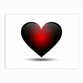 Glossy Black Heart With Red Glow Art Print