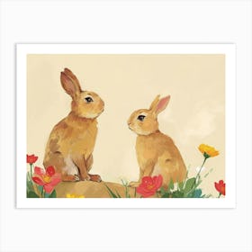 Floral Animal Illustration Rabbit 3 Art Print