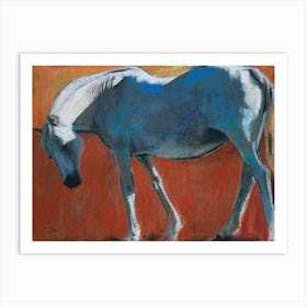 Horse On Orange Background Art Print