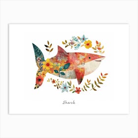 Little Floral Shark 2 Poster Art Print