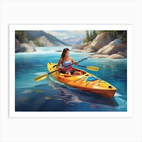 Girl Kayaking Art Print