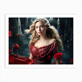 Portrait of a woman in red Art Print