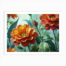 Orange Flowers Art Print