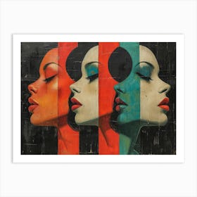 Abstract Woman Faces In Geometric Harmony 9 Art Print