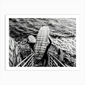 Longboard Surfboard Black And White Surf Art Print