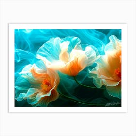 Ethereal Flowers 3 - Illuminated Poppy Art Print