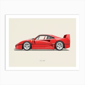 Ferrari F40 Car Style Vintage Art Print