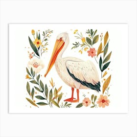 Little Floral Pelican 1 Art Print