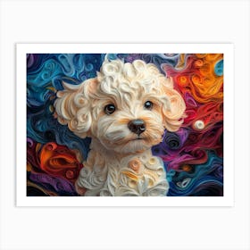 Bichon Frise Paper Quilling Dog Portrait Art Print