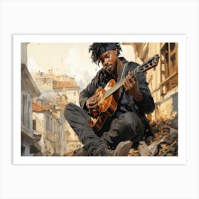 Man Playing A Guitar Art Print