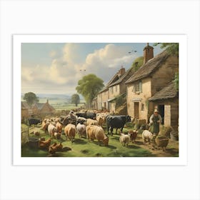 Country Village paintings art print 1 Art Print