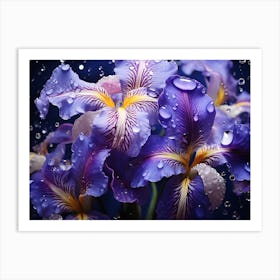 Purple Iris Flowers Art Print