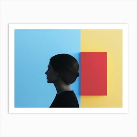 Silhouette Of A Woman Against A Colorful Wall Art Print