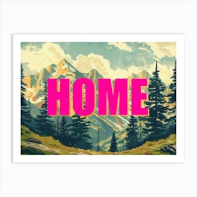 Pink And Gold Home Poster Landscape Retro Illustration 5 Art Print