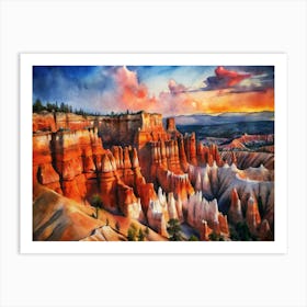 A Poster Of Bryce Canyon S Hoodoos With Dramatic R (1) Art Print