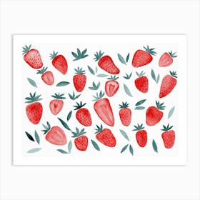 Watercolor Strawberries Art Print