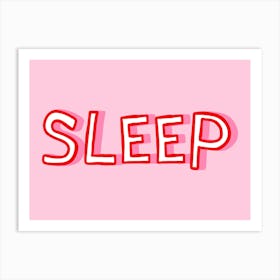 Sleep Typography Bedroom Pink and Red Art Print