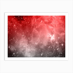 Red And Grey Galaxy Space Background Art Print