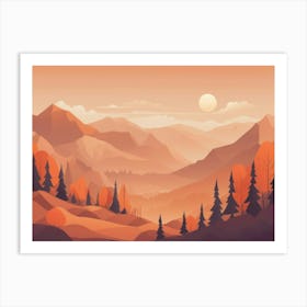 Misty mountains horizontal background in orange tone 30 Art Print