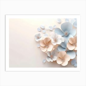 Animated 3d With Simple Floral Painting on A Light Gray Background Art Print