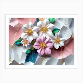 3D Origami Flowers Art Print