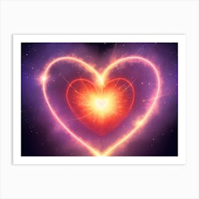 A Colorful Glowing Heart On A Dark Background Horizontal Composition 43 Art Print