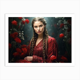 Girl With Braids 1 Art Print