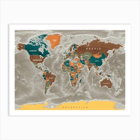 Political World Map 1 Art Print