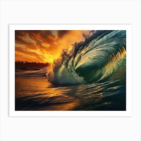 Ocean Wave At Sunset 1 Art Print